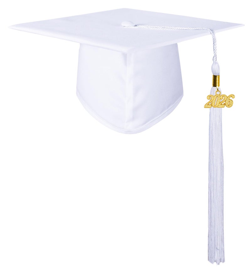 GraduationMall Matte Kindergarten & Preschool Graduation Cap for Kids with 2026 Tassel White - Image 1